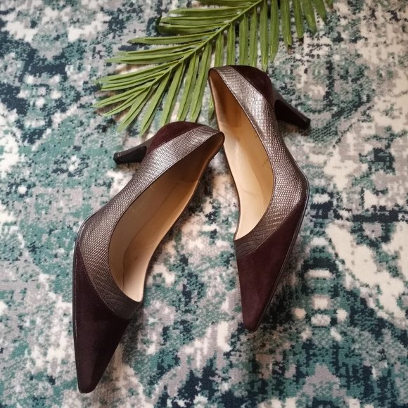 Brunomagli Dark Brown Pointy Toe Pumps Size 38 - Picture 6 of 13